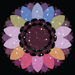 A queer flag colored flower with countless stars and makeshift constellations on it.