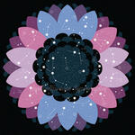 A transgender flag colored flower with countless stars and makeshift constellations on it.
