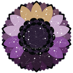 A nonbinary flag colored flower with countless stars and makeshift constellations on it.