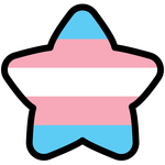 Digital art of the transgender pride flag in a round star.
