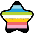 Digital art of the queer pride flag in a star.