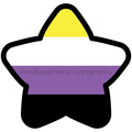 Digital art of the nonbinary pride flag in a star.