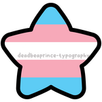 Digital art of the transgender pride flag in a round star.