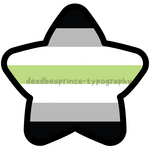 Digital art of the agender pride flag in a round star.